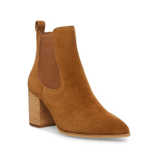 Botki Damskie Steve Madden Addy Cognac Zamszowe Brązowe | SM-872GV