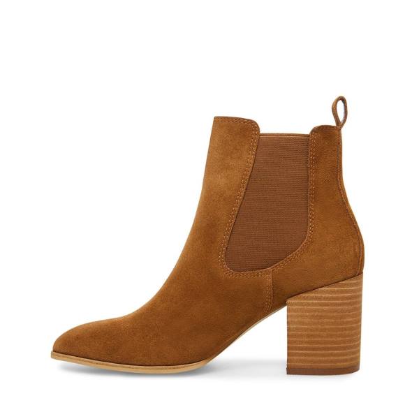 Botki Damskie Steve Madden Addy Cognac Zamszowe Brązowe | SM-872GV