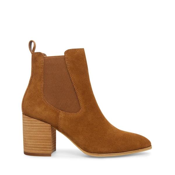 Botki Damskie Steve Madden Addy Cognac Zamszowe Brązowe | SM-872GV