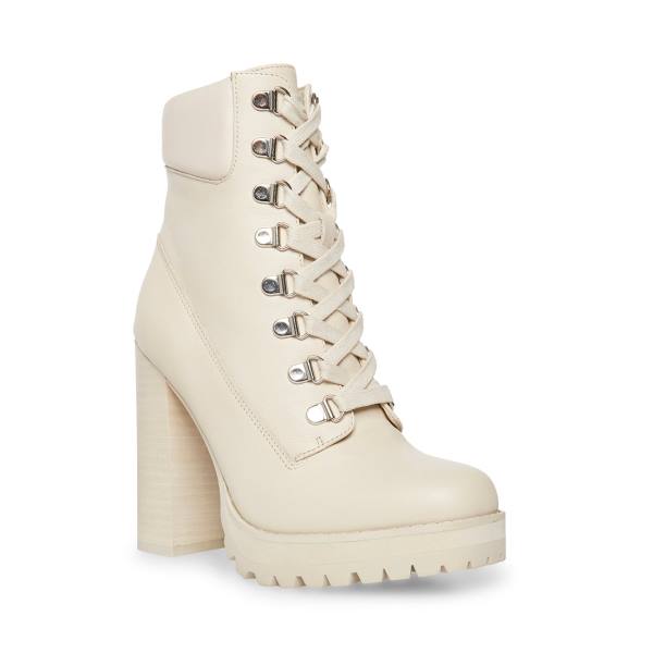 Botki Damskie Steve Madden Beso Bone Skórzane Beżowe | SM-405IW