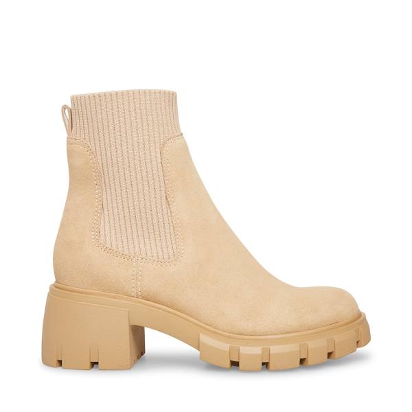 Botki Damskie Steve Madden Hutch Sand Zamszowe Brązowe | SM-784QG