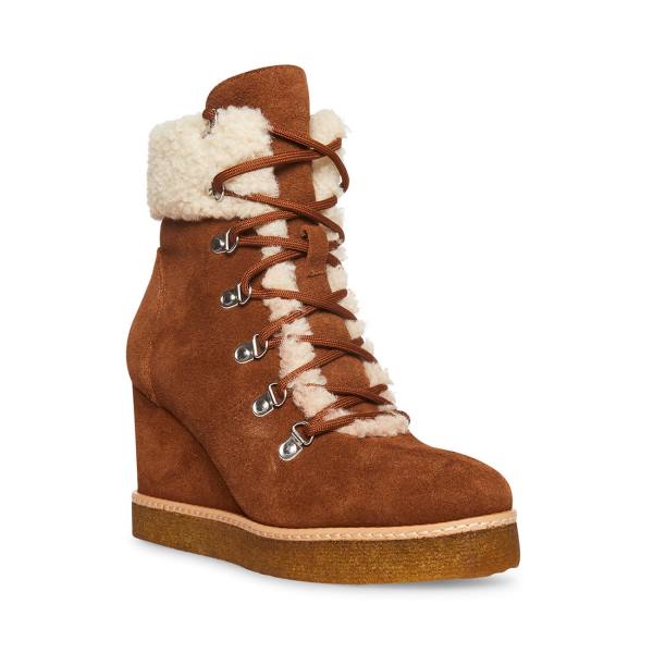 Botki Damskie Steve Madden Marcel Cognac Zamszowe Brązowe | SM-640OL