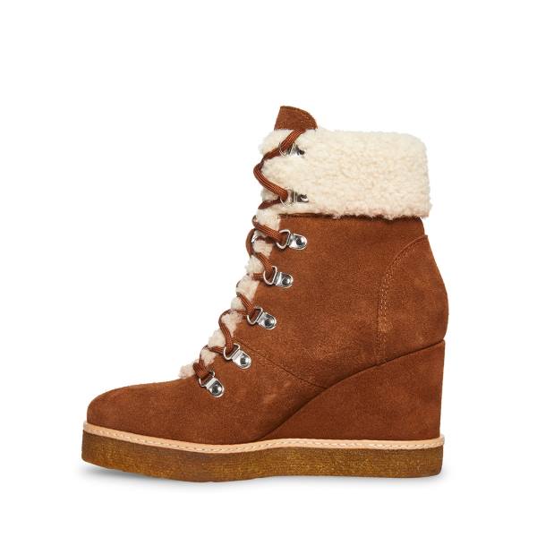 Botki Damskie Steve Madden Marcel Cognac Zamszowe Brązowe | SM-640OL