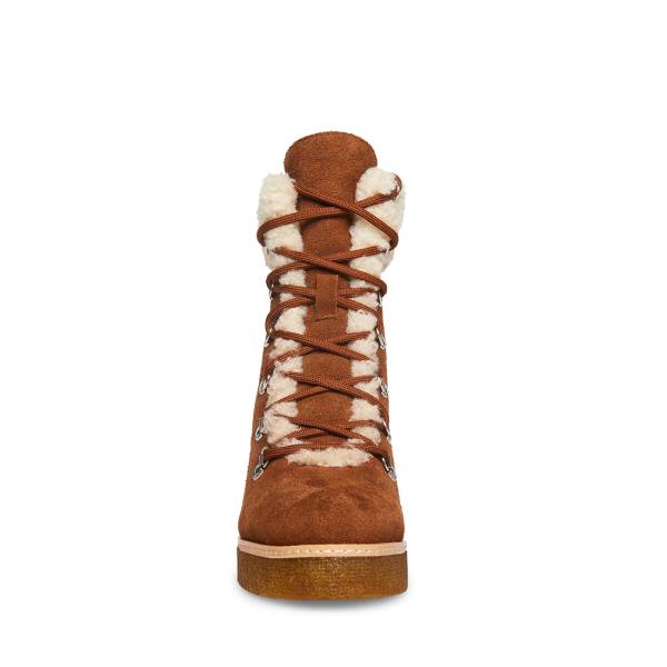 Botki Damskie Steve Madden Marcel Cognac Zamszowe Brązowe | SM-640OL