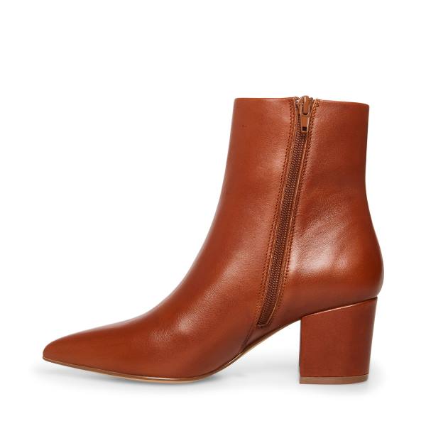 Botki Damskie Steve Madden Ossie Cognac Skórzane Brązowe | SM-420GR