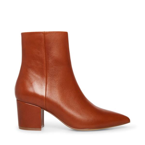 Botki Damskie Steve Madden Ossie Cognac Skórzane Brązowe | SM-420GR