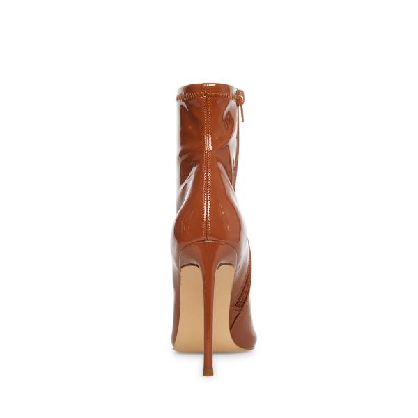 Botki Damskie Steve Madden Posse Cognac Lakierowana Brązowe | SM-627HN