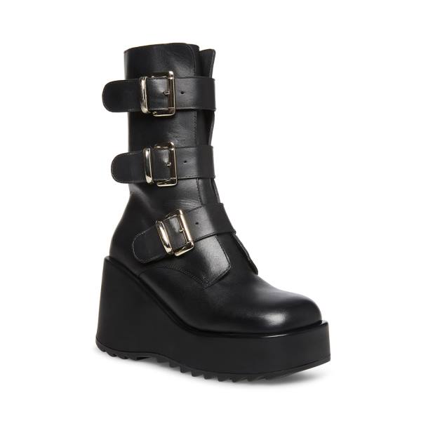 Botki Damskie Steve Madden Primrose Skórzane Czarne | SM-527HX