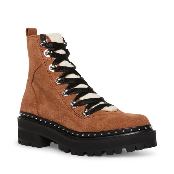 Botki Damskie Steve Madden Rainier Chestnut Zamszowe Brązowe | SM-698MU