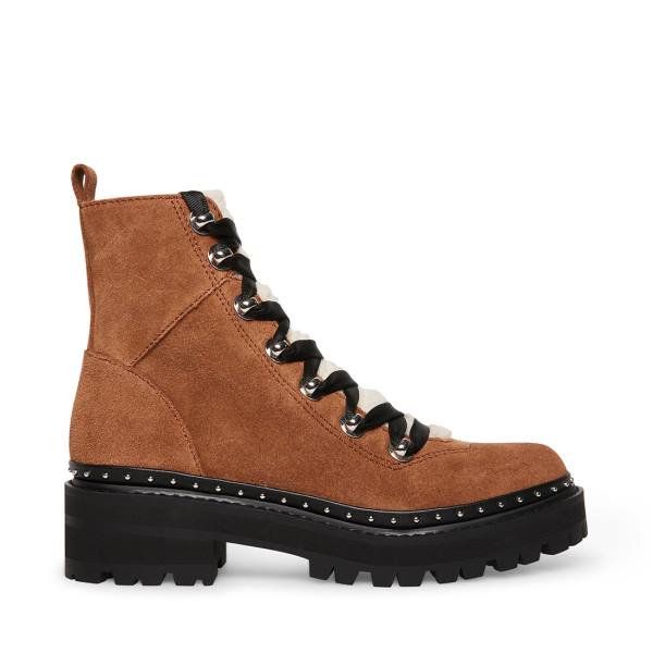 Botki Damskie Steve Madden Rainier Chestnut Zamszowe Brązowe | SM-698MU