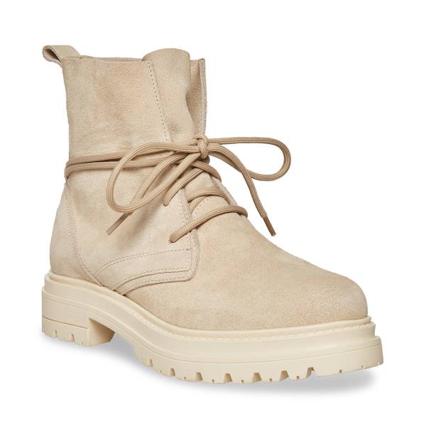 Botki Damskie Steve Madden Tahoe Bone Zamszowe Beżowe | SM-754FI