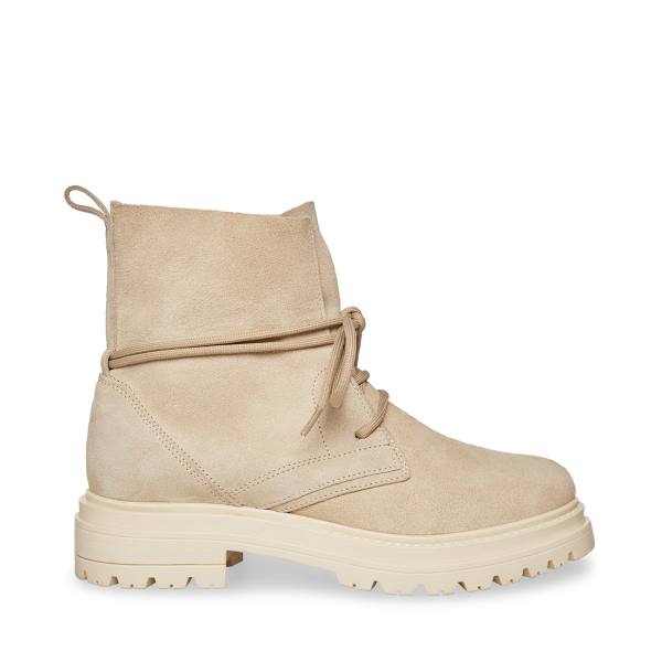 Botki Damskie Steve Madden Tahoe Bone Zamszowe Beżowe | SM-754FI