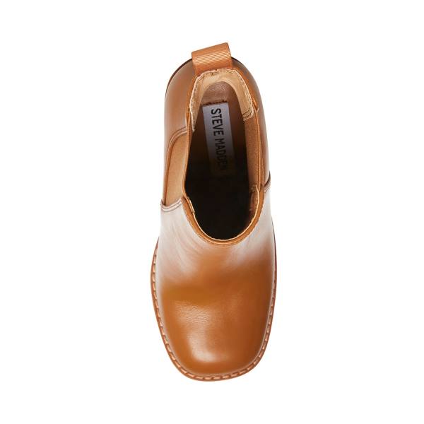 Botki Damskie Steve Madden Triple Cognac Skórzane Brązowe | SM-809CX