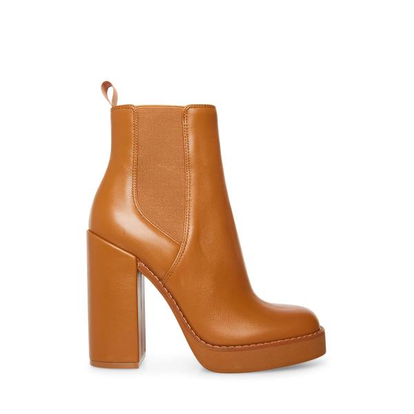 Botki Damskie Steve Madden Triple Cognac Skórzane Brązowe | SM-809CX