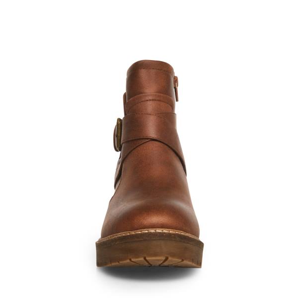 Botki Damskie Steve Madden Vanessah Cognac Brązowe | SM-217BJ