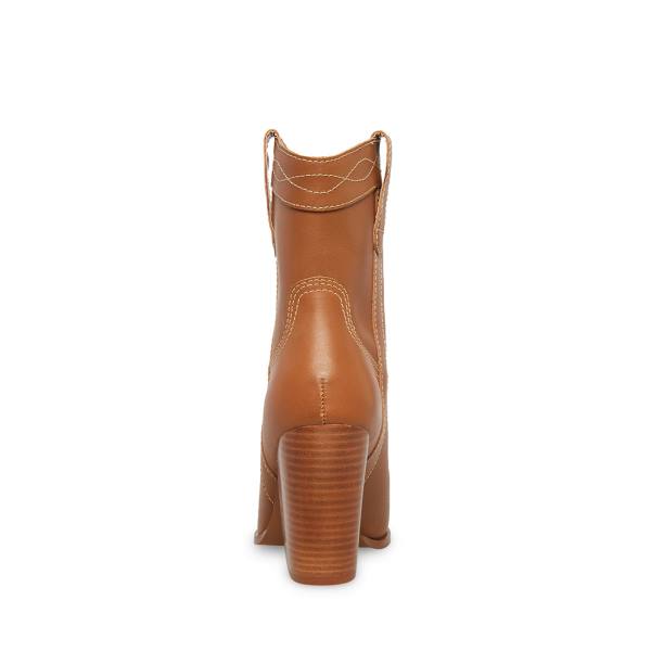 Botki Damskie Steve Madden Westyn Cognac Skórzane Brązowe | SM-371VG