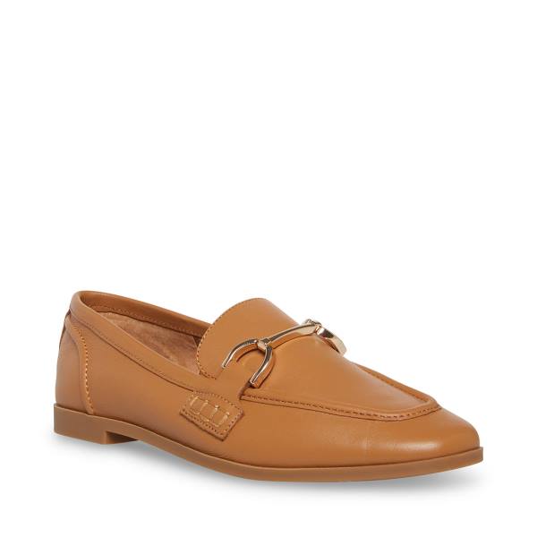 Buty Płaskie Damskie Steve Madden Carrine Cognac Skórzane Brązowe | SM-573VE