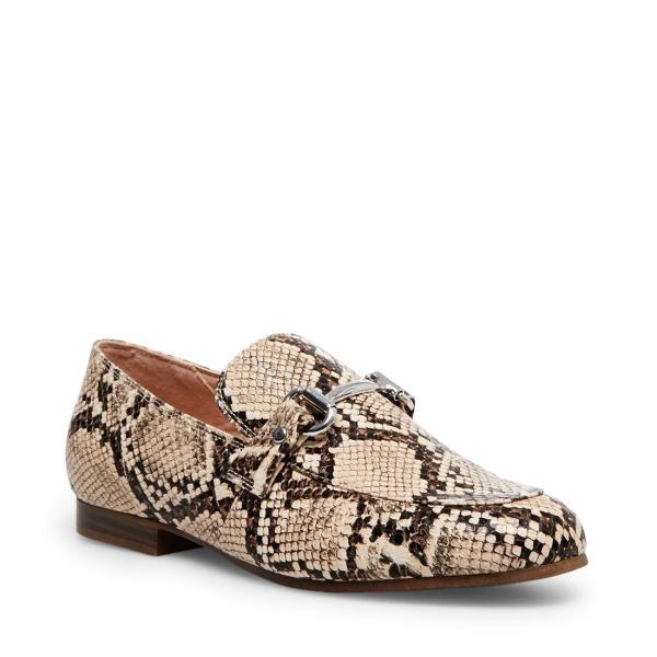 Buty Płaskie Damskie Steve Madden Kensley Tan Snake Brązowe Wąż | SM-526RG