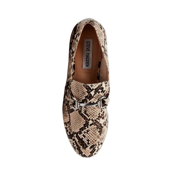 Buty Płaskie Damskie Steve Madden Kensley Tan Snake Brązowe Wąż | SM-526RG