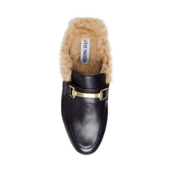 Kapcie Damskie Steve Madden Khloe Skórzane Czarne | SM-258OA