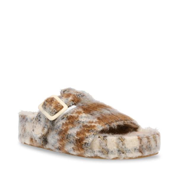 Kapcie Damskie Steve Madden Rizzle Plaid Beżowe | SM-864PH