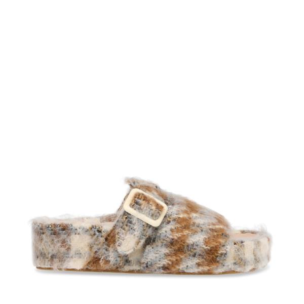 Kapcie Damskie Steve Madden Rizzle Plaid Beżowe | SM-864PH