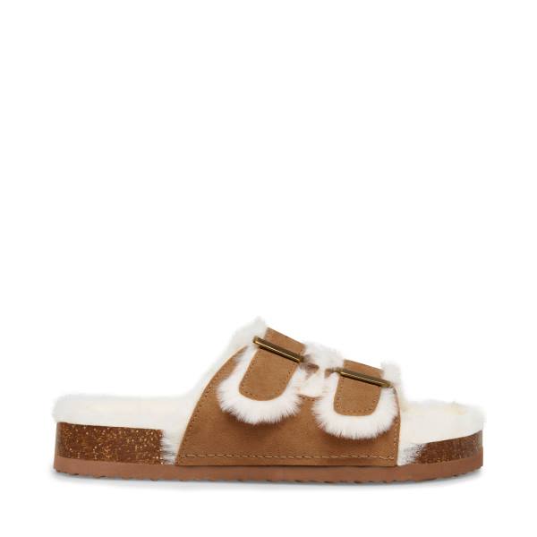 Kapcie Dziecięce Steve Madden Jleena Cognac Brązowe | SM-206IP