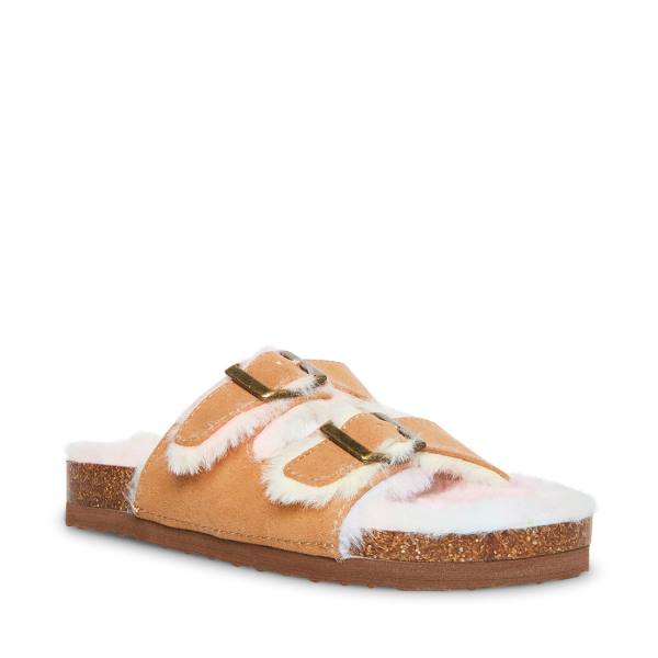 Kapcie Dziecięce Steve Madden Jleena Cognac Brązowe Kolorowe | SM-592ZJ