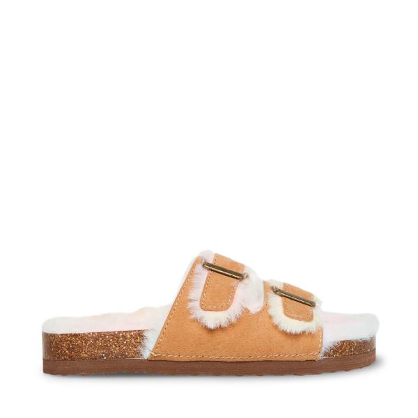 Kapcie Dziecięce Steve Madden Jleena Cognac Brązowe Kolorowe | SM-592ZJ