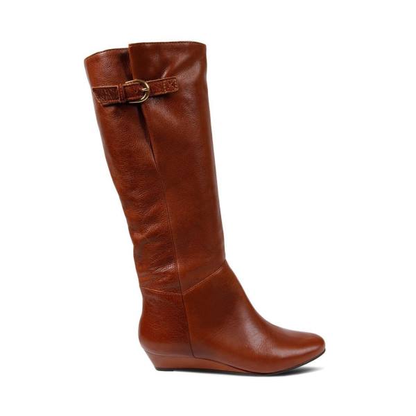 Kozaki Damskie Steve Madden Intyce Cognac Skórzane Brązowe | SM-842GF