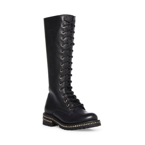 Kozaki Damskie Steve Madden Lakewood Skórzane Czarne | SM-673ZT