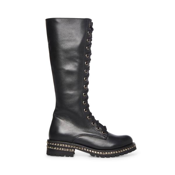 Kozaki Damskie Steve Madden Lakewood Skórzane Czarne | SM-673ZT