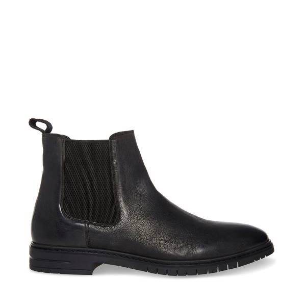 Kozaki Męskie Steve Madden Crawford Skórzane Czarne | SM-591TW