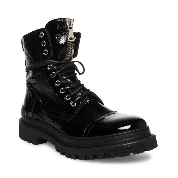 Kozaki Męskie Steve Madden Guard Lakierowana Czarne | SM-789EF