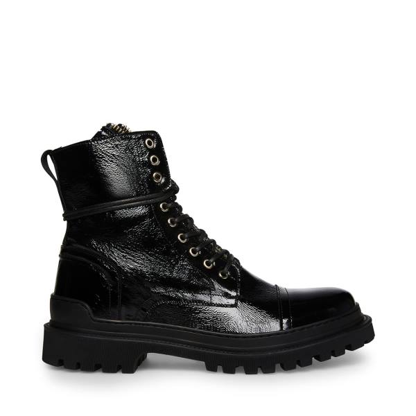 Kozaki Męskie Steve Madden Guard Lakierowana Czarne | SM-789EF