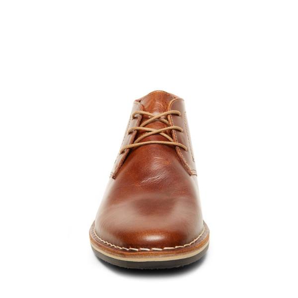 Kozaki Męskie Steve Madden Harken Cognac Skórzane Brązowe | SM-701DU