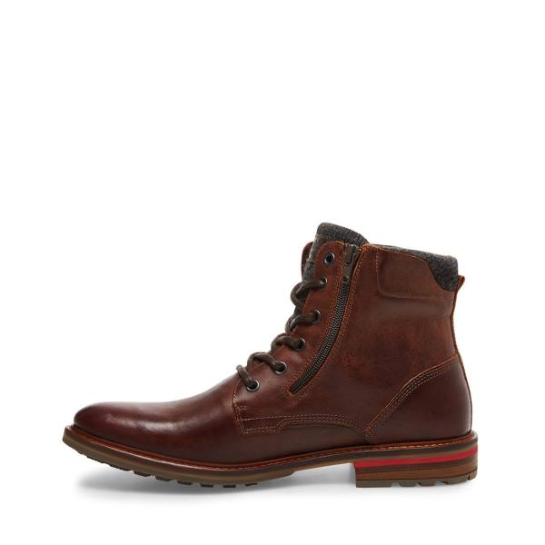 Kozaki Męskie Steve Madden Millennium Cognac Skórzane Brązowe | SM-730XU