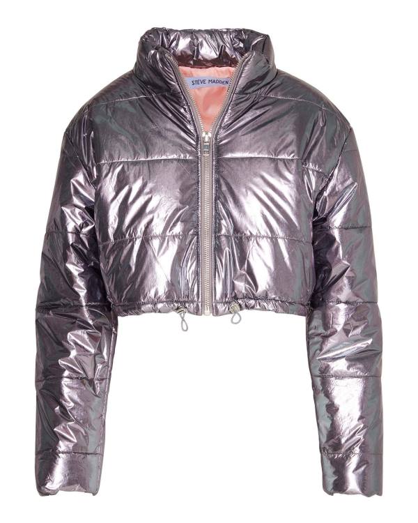 Kurtki Damskie Steve Madden Cropped Metallic Puffer Gunmetal Bronze | SM-132VP