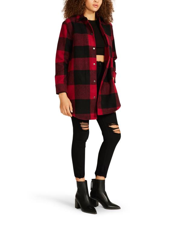 Kurtki Damskie Steve Madden Eldridge Plaid Czerwone | SM-230CA