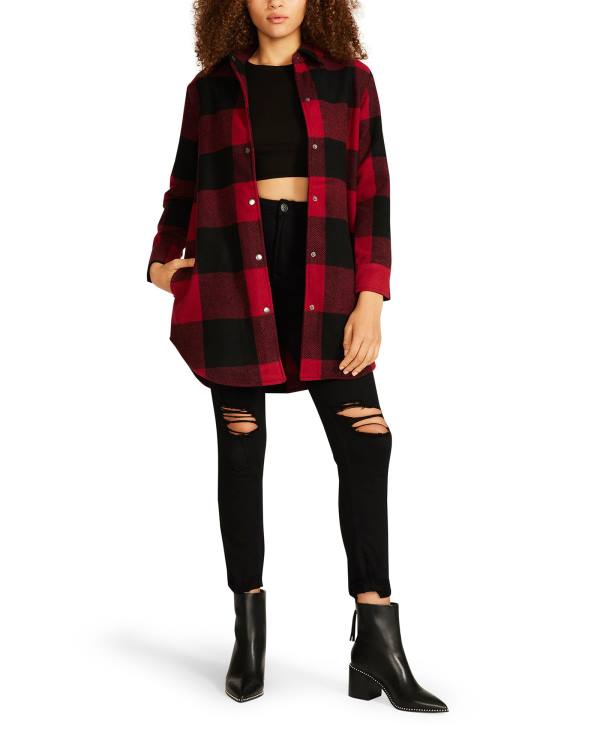 Kurtki Damskie Steve Madden Eldridge Plaid Czerwone | SM-230CA