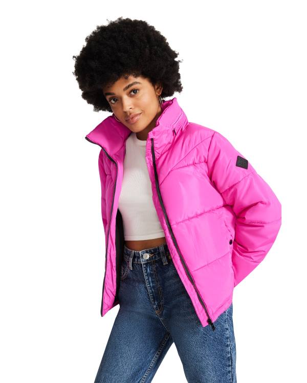 Kurtki Damskie Steve Madden Hot Puffer Różowe | SM-943YH