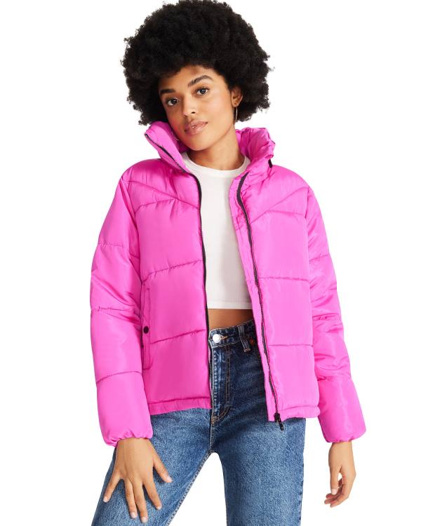 Kurtki Damskie Steve Madden Hot Puffer Różowe | SM-943YH