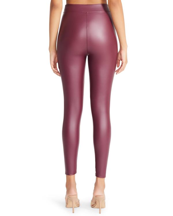 Legginsy Damskie Steve Madden Faux Skórzane Burgundy Bordowe | SM-934XI