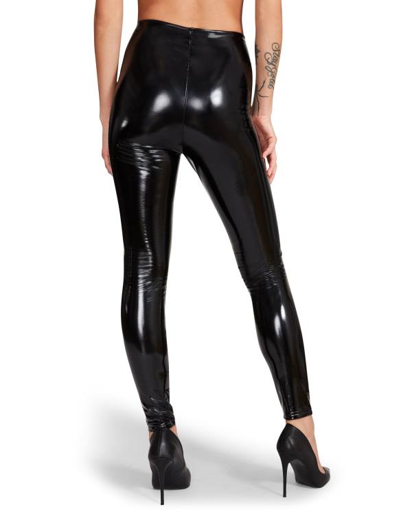 Legginsy Damskie Steve Madden Liquid Vinyl Czarne | SM-218YT