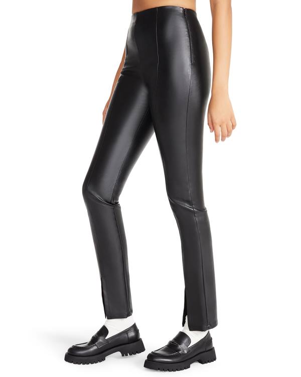 Legginsy Damskie Steve Madden Slit Front Faux Skórzane Pant Czarne | SM-931JB