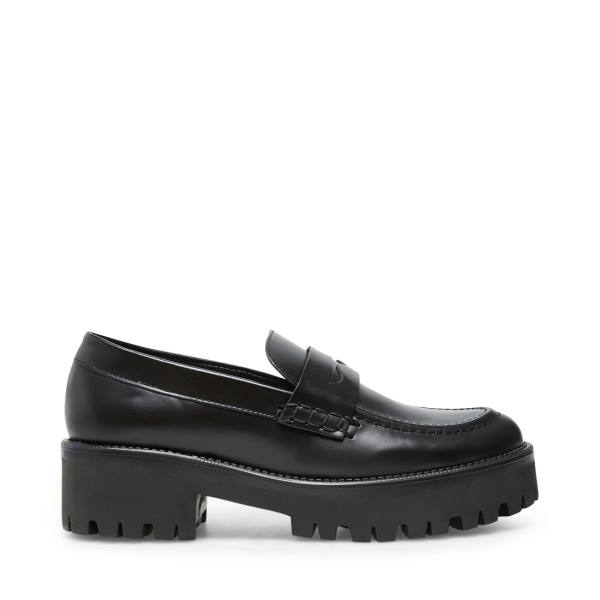 Loafersy Damskie Steve Madden Crew Box Czarne | SM-468SA