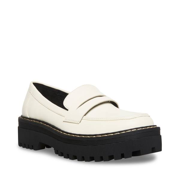 Loafersy Damskie Steve Madden Haazel Ivory Białe | SM-536FR