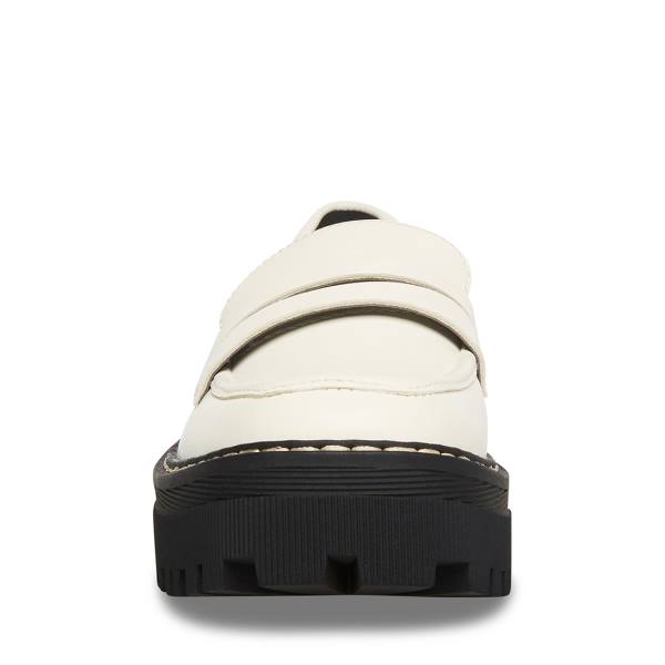 Loafersy Damskie Steve Madden Haazel Ivory Białe | SM-536FR