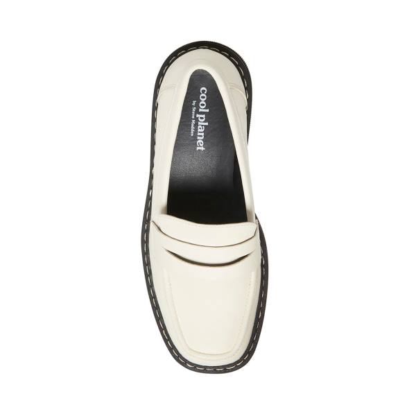 Loafersy Damskie Steve Madden Haazel Ivory Białe | SM-536FR