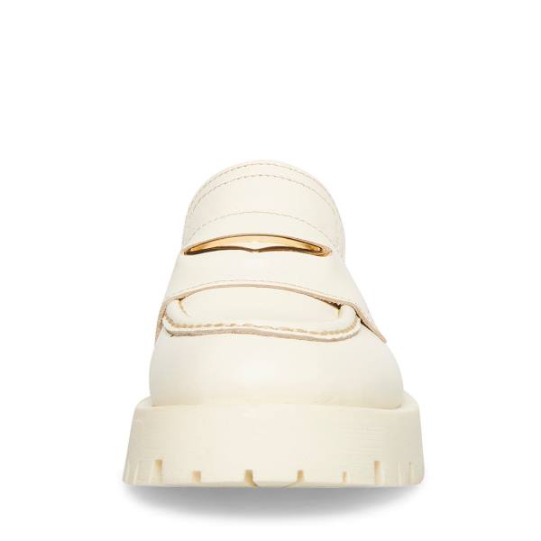 Loafersy Damskie Steve Madden Lawrence Bone Skórzane Beżowe | SM-483DQ